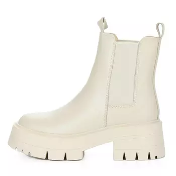 Бежевые утепленные челси из кожи