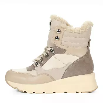 Бежевые утепленные хайкеры из кожи