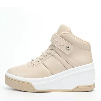 Бежевые высокие кеды из гладкой кожи