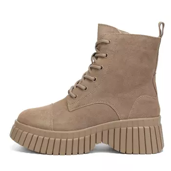 Бежевые зимние ботинки из бархатистого велюра