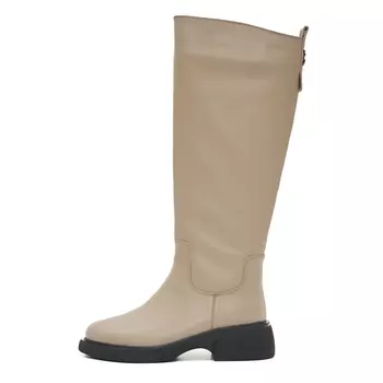 Бежевые зимние сапоги из кожи