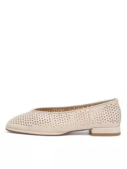 Бежевывые балетки из кожи с перфорацией