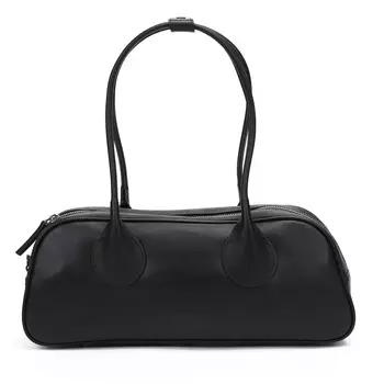 Бордовая сумка-багет из гладкой кожи