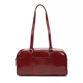 Бордовая сумка-багет из гладкой кожи