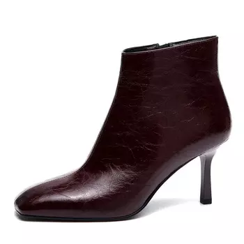 Бордовые ботильоны из гладкой кожи