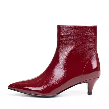 Бордовые ботильоны из лаковой кожи