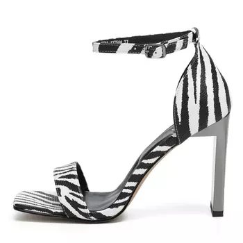 Босоножки из кожи с принтом зебра