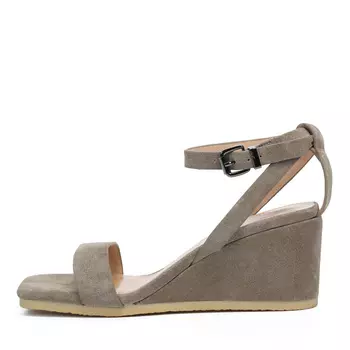 Босоножки из бархатистого велюра цвета хаки