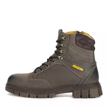 Ботинки цвета хаки из кожи на подкладке из натурального меха на тракторной подошве