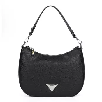 Черная сумка хобо из экокожи