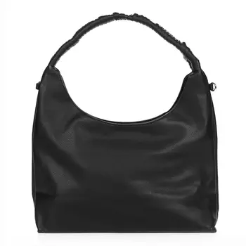 Черная сумка хобо из экокожи