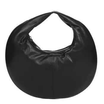 Черная сумка хобо из гладкой кожи