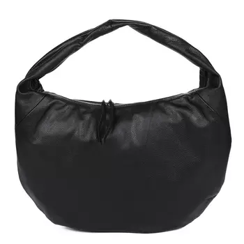Черная сумка хобо из гладкой кожи