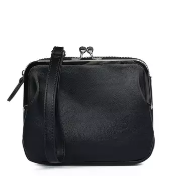 Черная сумка из экокожи с застежкой фермуар