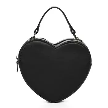 Черная сумка из экокожи в форме сердца