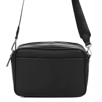 Черная сумка мессенджер из экокожи