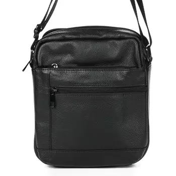 Черная сумка мессенджер из гладкой кожи