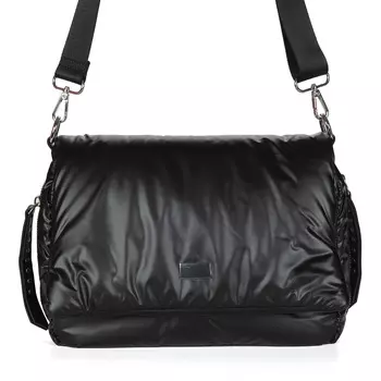 Черная сумка мессенджер из комбинированных материалов