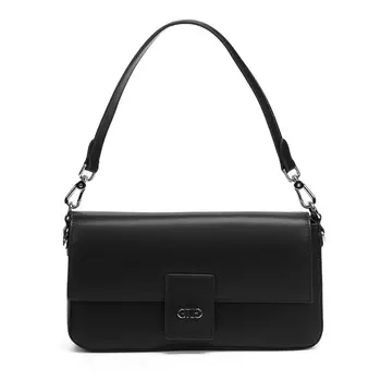 Черная сумка мессенджер из кожи