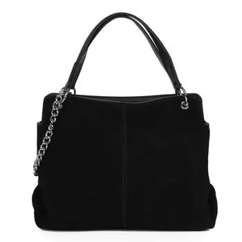 Черная сумка мессенджер из натурального велюра