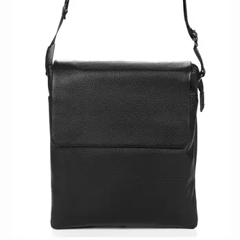 Черная сумка планшет из гладкой кожи