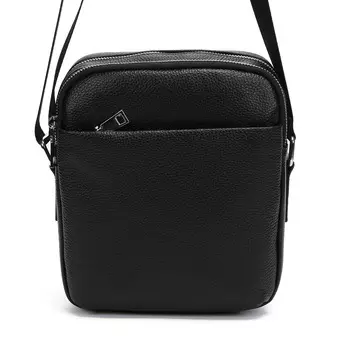 Черная сумка планшет из гладкой кожи