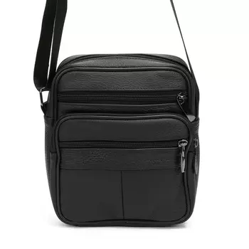 Черная сумка планшет из гладкой кожи