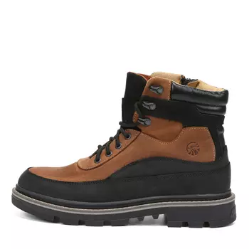 Черно-рыжие зимние ботинки из кожи