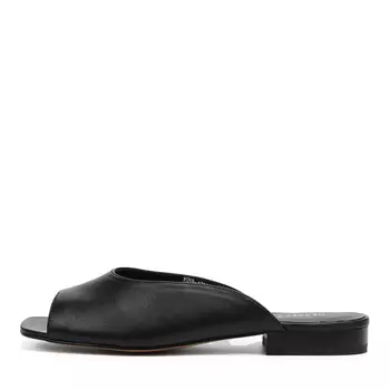 Черные элегантные шлепанцы из гладкой кожи