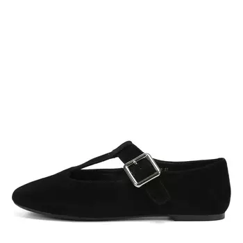 Черные балетки из натурального велюра