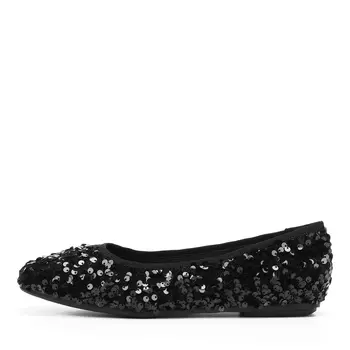 Черные балетки из текстиля с пайетками