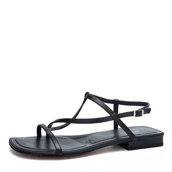 Черные босоножки из гладкой кожи