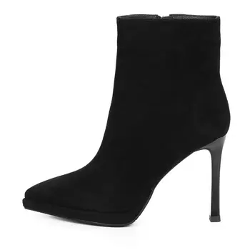 Черные ботильоны из натурального велюра