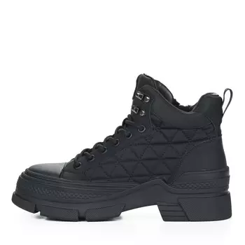 Черные ботинки из кожи и текстиля