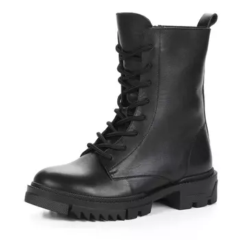 Черные ботинки из кожи на подкладке из натурального меха