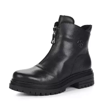 Черные ботинки на молнии из кожи на подкладке из искусственной шерсти на утолщенной подошве