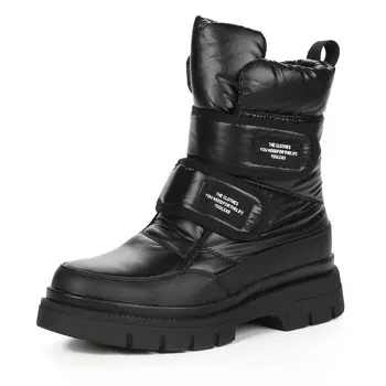 Черные дутики из текстиля на липучках с шерстяным подкладом