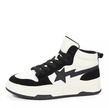 Черные кеды из кожи и гидрофобного велюра