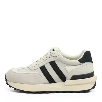 Черные кроссовки из кожи и текстиля