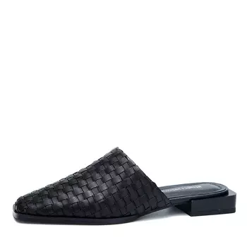 Черные мюли из гладкой кожи