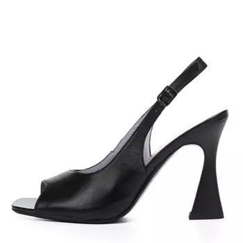 Черные открытые туфли из гладкой кожи