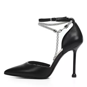 Черные открытые туфли из гладкой кожи