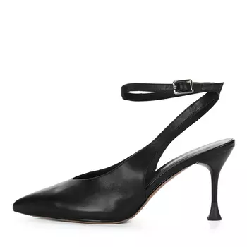 Черные открытые туфли из гладкой кожи