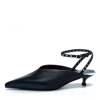 Черные открытые туфли из гладкой кожи