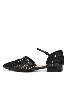 Черные открытые туфли из гладкой кожи