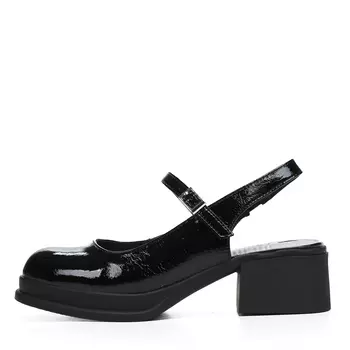 Черные открытые туфли из лаковой кожи