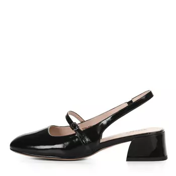 Черные открытые туфли из лаковой кожи