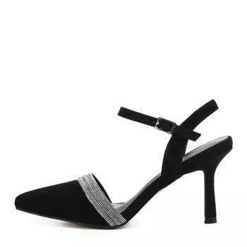 Черные открытые туфли из натурального велюра