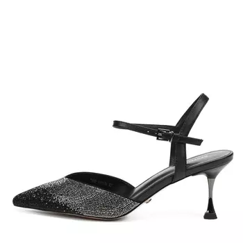 Черные открытые туфли из натурального велюра