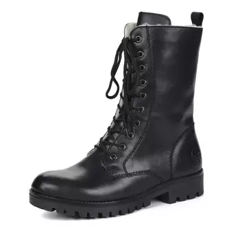 Черные полусапоги из комбинированных материалов